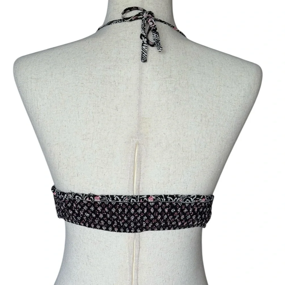 Cotton Candy LA Boho Print Tie-Back Halter Bralette Crop Top Size S - Picture 4 of 6